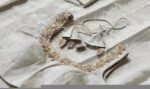 Hand Embroidered Silver Tissue Blouse: Sleeveless Zardosi Crop Top