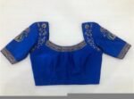 pure silk hand embroidery blouse/blue maggam blouse /raw silk zardosi blouse/blue hand embroidered blouse/designer readymade handwork blouse