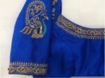 pure silk hand embroidery blouse/blue maggam blouse /raw silk zardosi blouse/blue hand embroidered blouse/designer readymade handwork blouse