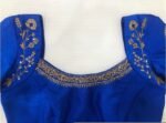 pure silk hand embroidery blouse/blue maggam blouse /raw silk zardosi blouse/blue hand embroidered blouse/designer readymade handwork blouse