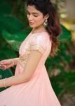 Hand embroidered Anarkali dress/peach anarkali suit set /pink hand work anarkali USA /Indian dresses/peach kurta/pink short sleeves Anarkali