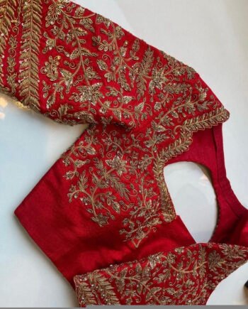 pure silk hand embroidery bridal blouse/ maggam blouse/red bridal zardosi blouse/red hand embroidered blouse/heavy embroidery wedding blouse