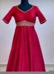 Hand embroidered Anarkali dress/red anarkali suit set/red hand work anarkali USA/Indian dresses/red kurta/pure silk red empire waist dress