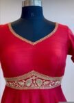 Hand embroidered Anarkali dress/red anarkali suit set/red hand work anarkali USA/Indian dresses/red kurta/pure silk red empire waist dress