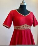 Hand embroidered Anarkali dress/red anarkali suit set/red hand work anarkali USA/Indian dresses/red kurta/pure silk red empire waist dress