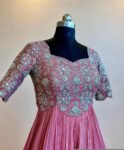 Hand Embroidered Anarkali Suit: Onion Pink Indian Dress