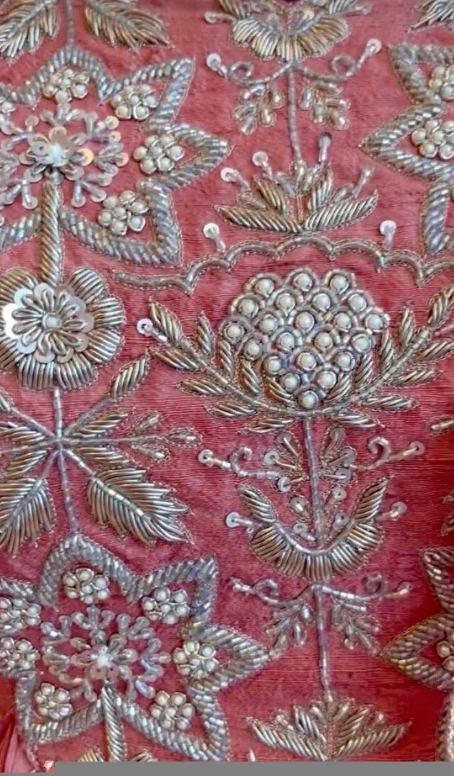 Hand Embroidered Anarkali Suit: Onion Pink Indian Dress