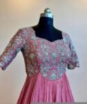 Hand Embroidered Anarkali Suit: Onion Pink Indian Dress