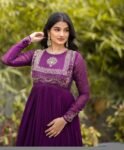 Hand embroidered Anarkali dress/purple anarkali suit set/purple hand work anarkali USA/Indian dresses/purple full sleeves embroidered Anarka