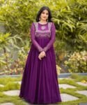 Hand embroidered Anarkali dress/purple anarkali suit set/purple hand work anarkali USA/Indian dresses/purple full sleeves embroidered Anarka