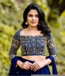 Blue Embroidered Lehenga Choli Set: Indian Wedding Outfit