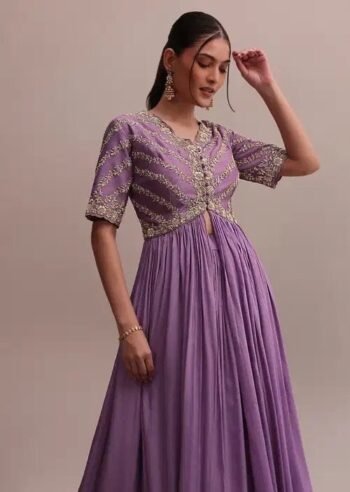 Lavender Anarkali suit hand embroidery anarkali suit set/anarkali with skirt /lavender dress/sharara set slit kurta with Lehenga set