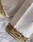 pure silk hand embroidery blouse /modern saree maggam blouse/cream zardosi blouse / hand embroidered blouse/off white ready made blouse