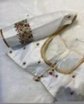 pure silk hand embroidery blouse/modern saree maggam blouse/cream zardosi blouse/multi hand embroidered blouse/off white ready made blouse