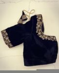 pure velvet hand embroidery blouse /modern saree maggam blouse/black zardosi blouse / hand embroidered blouse/black velvet ready made blouse