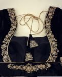 pure velvet hand embroidery blouse /modern saree maggam blouse/black zardosi blouse / hand embroidered blouse/black velvet ready made blouse