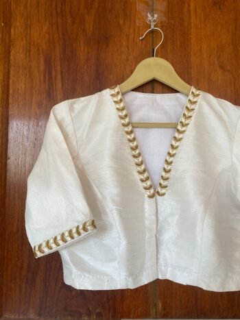pure silk hand embroidery blouse/ saree maggam blouse/white zardosi blouse /hand embroidered moderblouse/cream ready made blouse zardosi