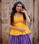 Hand-Painted Kalamkari Lehenga Set: Silk Crop Top, Embroidered Skirt, Kalamkari lehenga set,lavender I lehenga set , hand painted lehenga se