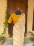 Stripes georgette designer saree with stitched blouse / silk saree with readymade blouse / stripes saree USA / saree blouse set / silk saree