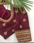 pure silk hand embroidery blouse/saree maggam blouse/maroon red raw silk zardosi blouse/hand embroidered blouse/ready made blouse zardosi/