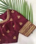 pure silk hand embroidery blouse/saree maggam blouse/maroon red raw silk zardosi blouse/hand embroidered blouse/ready made blouse zardosi/