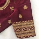 pure silk hand embroidery blouse/saree maggam blouse/maroon red raw silk zardosi blouse/hand embroidered blouse/ready made blouse zardosi/