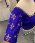 Blue Silk Saree Blouse: Hand Embroidered Zardosi Maggam Work