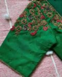 pure silk green multicolor hand embroidery blouse/saree maggam blouse/ raw silk zardosi blouse /hand embroidered blouse / ready made blouse