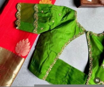 pure silk green multicolor hand embroidery blouse/saree maggam blouse/ raw silk zardosi blouse /hand embroidered blouse / ready made blouse