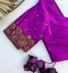 pure silk hand embroidery blouse/saree maggam blouse/purple zardosi blouse/hand embroidered blouse /magenta pink ready made blouse zardosi