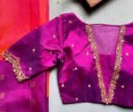 pure silk hand embroidery blouse/saree maggam blouse/purple zardosi blouse/hand embroidered blouse /magenta pink ready made blouse zardosi