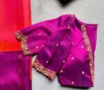 pure silk hand embroidery blouse/saree maggam blouse/purple zardosi blouse/hand embroidered blouse /magenta pink ready made blouse zardosi
