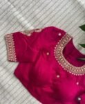 pure silk hand embroidery blouse/pink maggam blouse/silk zardosi blouse/hand embroidered blouse/pink ready made blouse zardosi/pink blouse