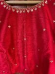 pure silk hand embroidery blouse/red maggam blouse/red raw silk zardosi blouse/hand embroidered blouse/red short sleeve ready made blouse