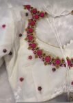 pure velvet hand embroidery blouse/modern maggam blouse/multi colored white zardosi blouse/hand embroidered blouse/white ready made blouse