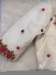 pure velvet hand embroidery blouse/modern maggam blouse/multi colored white zardosi blouse/hand embroidered blouse/white ready made blouse