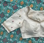 pure silk hand embroidery blouse/cream maggam blouse/pure raw silk zardosi blouse / hand embroidered blouse/cream designer ready made blouse