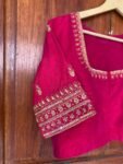 pure silk pinkhand embroidery blouse/saree maggam blouse/pink maggam blouse/pink hand embroidered blouse/pink ready made handwork blouse usa