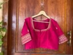 pure silk pinkhand embroidery blouse/saree maggam blouse/pink maggam blouse/pink hand embroidered blouse/pink ready made handwork blouse usa