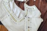 pure silk hand embroidery blouse/cream mirror hand made blouse/pure raw silk zardosi blouse/hand embroidered blouse/cream mirror work blouse