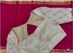 pure silk hand embroidery blouse/cream mirror hand made blouse/pure raw silk zardosi blouse/hand embroidered blouse/cream zardosi work blous