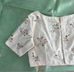pure silk hand embroidery blouse/cream mirror hand made blouse/pure raw silk zardosi blouse/hand embroidered blouse/cream zardosi work blous