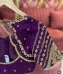 pure silk hand embroidery blouse/modern saree maggam blouse/purple zardosi blouse/wedding hand embroidered blouse/bridal ready made blouse