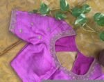 pure silk hand embroidery blouse/light pink maggam blouse/pink hand embroidered blouse/pink ready made blouse zardosi/pink lavender blouse