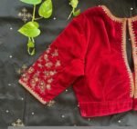 pure velvet red hand embroidery blouse /modern saree maggam blouse/red zardosi blouse/hand embroidered blouse/red velvet ready made blouse
