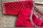 pure silk red hand embroidery blouse /saree maggam blouse / raw silk zardosi blouse /red hand embroidered blouse / ready made blouse zardosi