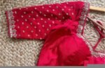 pure silk red hand embroidery blouse /saree maggam blouse / raw silk zardosi blouse /red hand embroidered blouse / ready made blouse zardosi