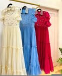Hand embroidered Anarkali dress/white anarkali dress/cream hand work sunmer dress USA/Indowestern dresses/cream embroidered maxi vacay Dress