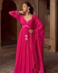 Pink Anarkali suit usa/anarkali kurta full sleeve/pink full sleeve anarkali/full sleeve dress anarkali/Indian dresses/hot pink anarkali usa