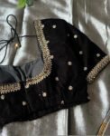 pure velvet hand embroidery blouse /modern saree maggam blouse/black zardosi blouse / hand embroidered blouse/black velvet ready made blouse